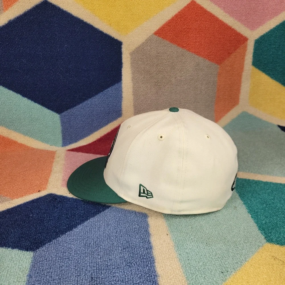 New York Jets New Era 59FIFTY Fitted Hat‎ Cream Green Size 7 5/8 EST 1960 AFC